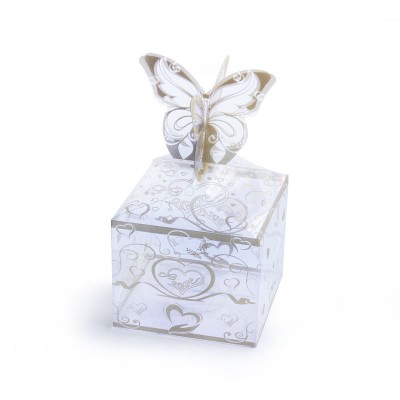 Caja en Acetato Transparente o con dise&ntilde;os Cubica con tapa cierre tipo mariposa para Cupcakes