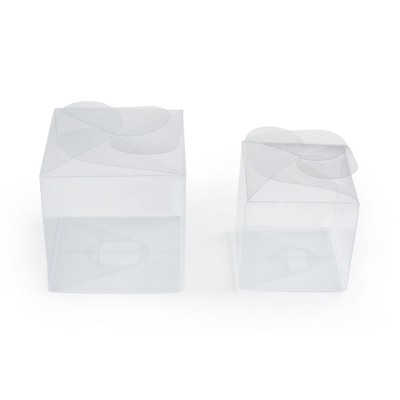 Caja en Acetato Transparente Cubica con mo&ntilde;o superior para Cupcakes